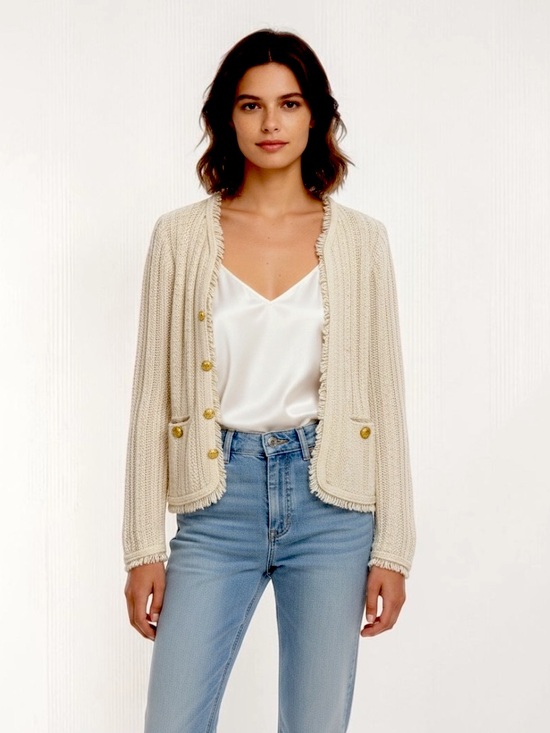 J. Crew Sweaters - J.Crew Women's Open Front Textured Knit
Cardigan | Gold Button Pockets | M | NWT